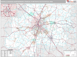 Nashville-Davidson-Murfreesboro-Franklin Premium<br>Wall Map